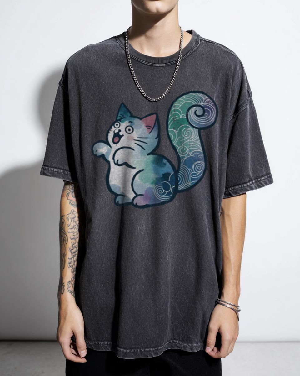 Japanese Style Colorful Cat Ukiyoe Art Tee