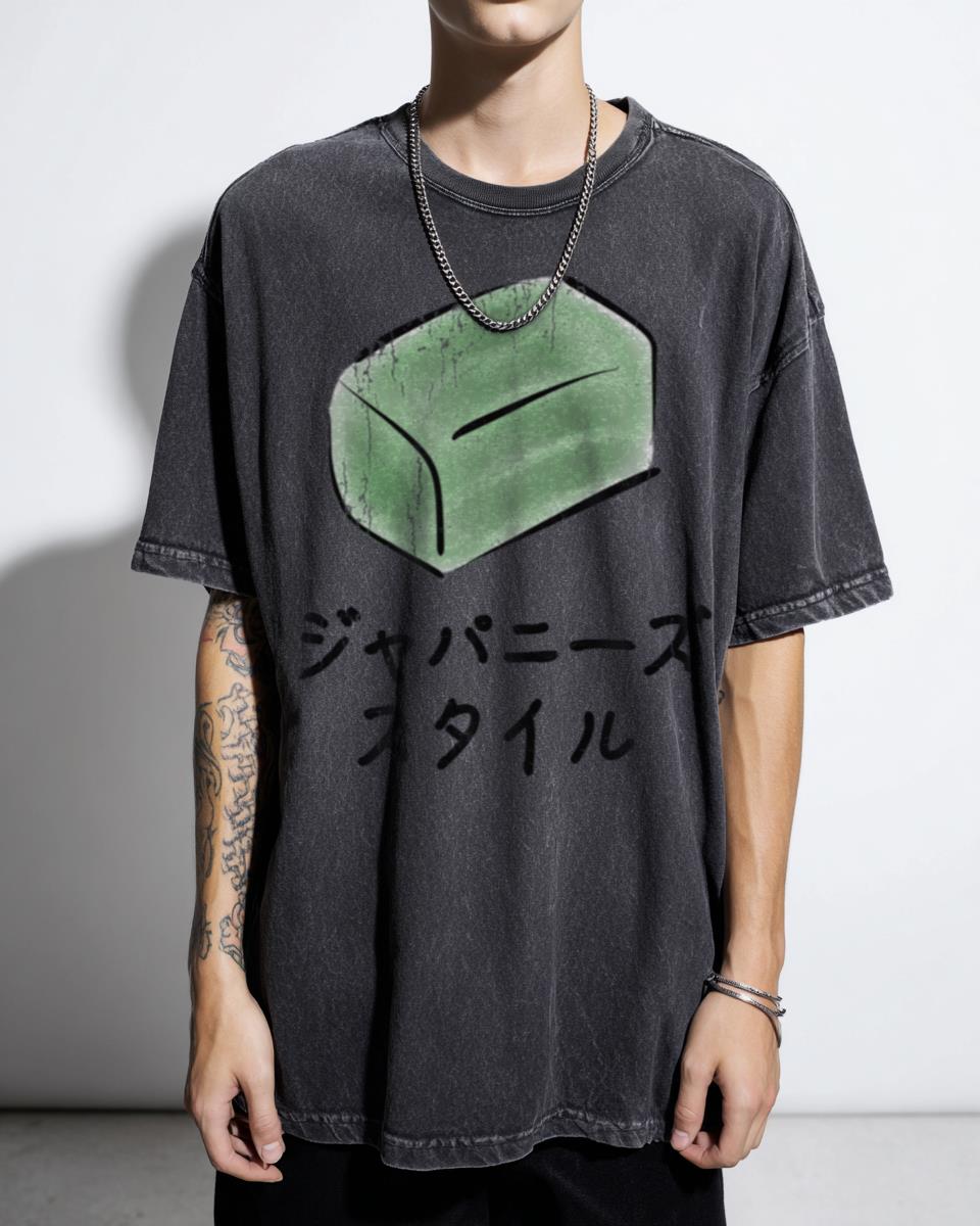 Japanese Style Watermelon Katakana T-Shirt - Minimalist Fruit Design Summer Apparel