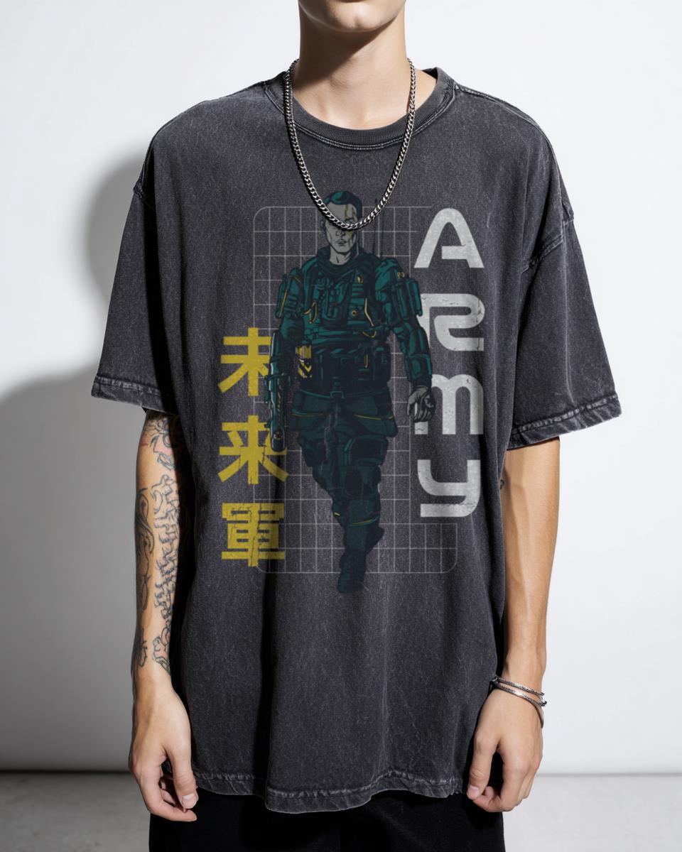 Japanese Vaporwave Robot Soldier Anime T-Shirt - 80s Retro Synthwave Unisex
