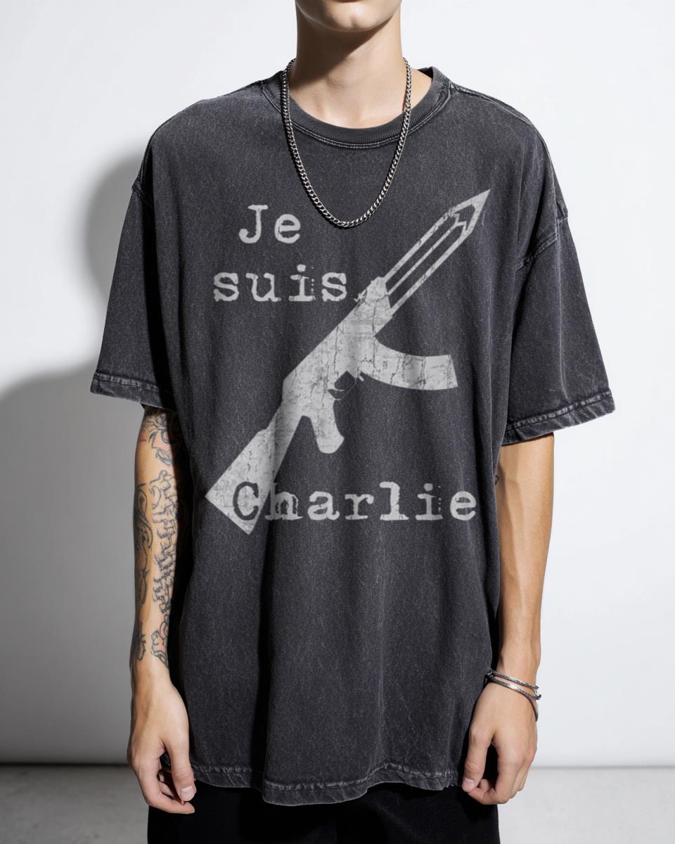 Je suis Charlie #2 French Solidarity T-Shirt - Freedom of Press Satirical Art