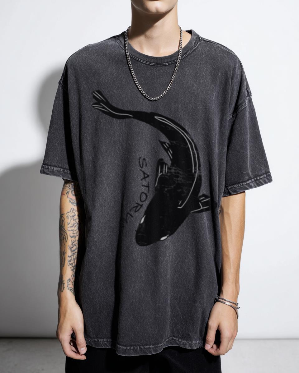 Jujutsu Kaisen Geto Suguru Koi Fishes Black Acidwash Tee