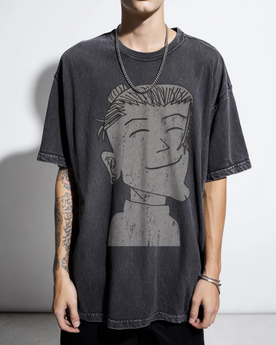Jujutsu Kaisen Geto Suguru Rizz Black Acidwash Tee