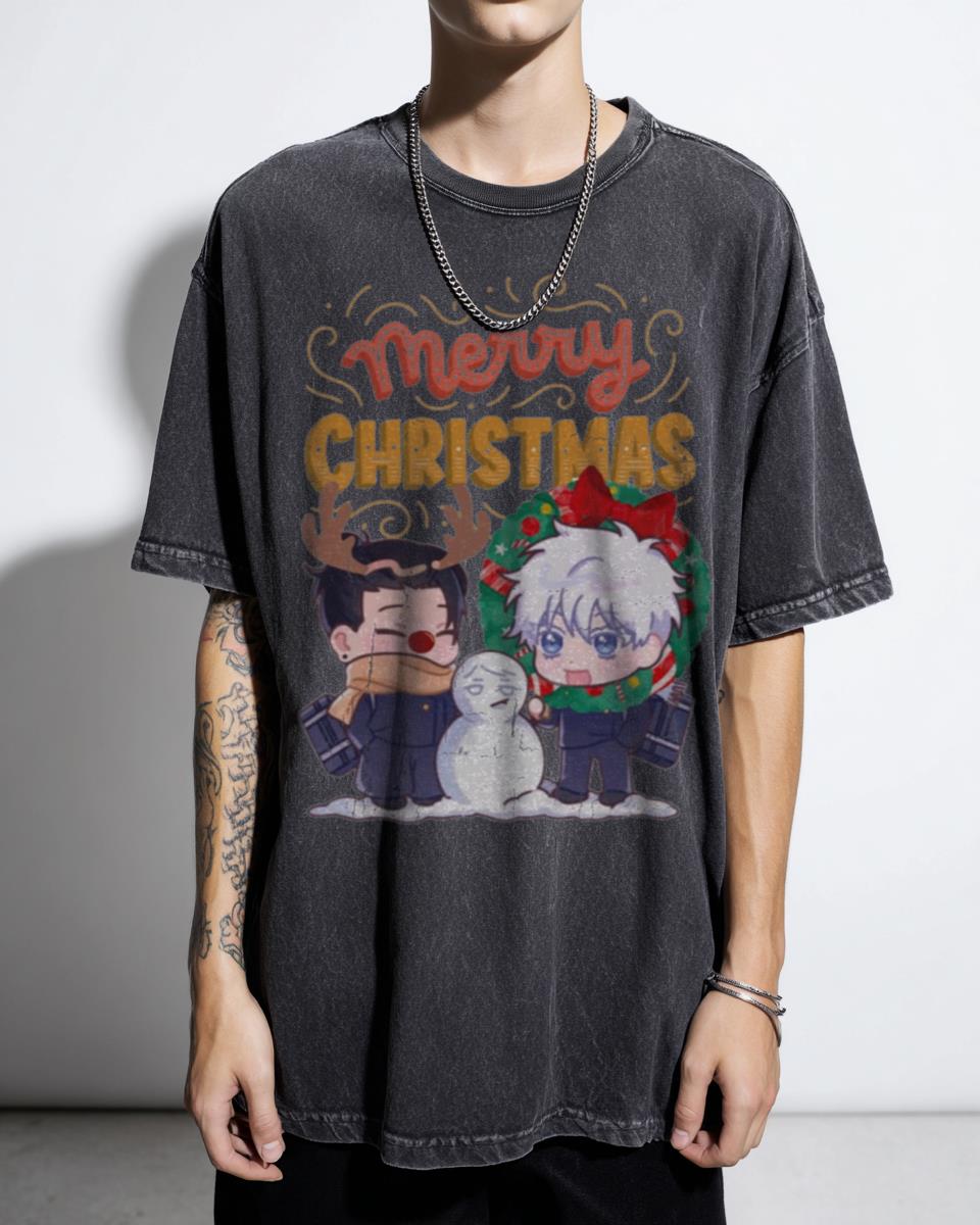 Jujutsu Kaisen Gojo & Geto Christmas T-Shirt - Merry Xmas Satosugu Anime