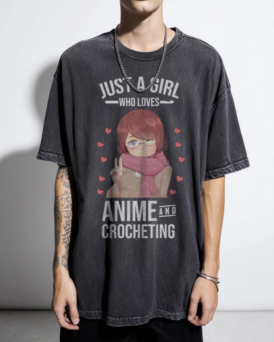 Just A Girl Who Loves Anime and Crocheting T-Shirt - Cute Manga Lover Craft Hobby