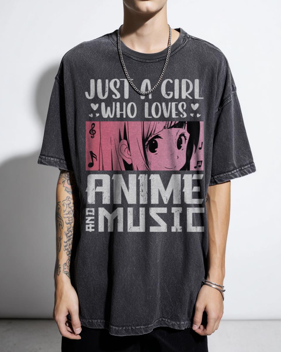 Just a Girl Who Loves Anime & Music T-Shirt - Cute Otaku Fan Gift