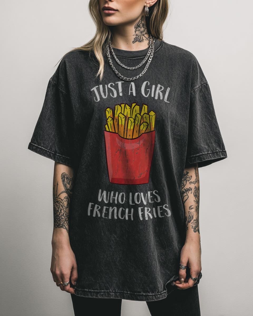 Just a Girl Who Loves French Fries Cute Foodie T-Shirt – Funny Snack Lover Gift