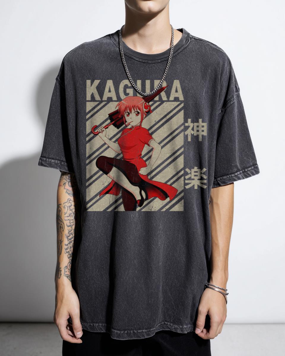 Kagura Vintage Art Gintama Anime T-Shirt - Retro Manga Character Apparel