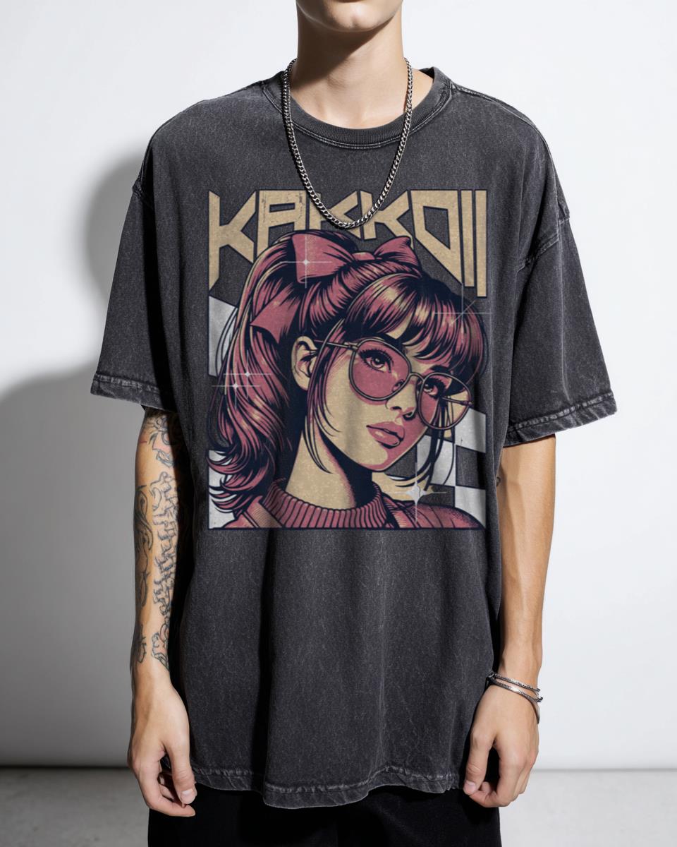 Kakkoii Retro Cool Aesthetic Anime Girl T-Shirt - Vaporwave Streetwear Tee