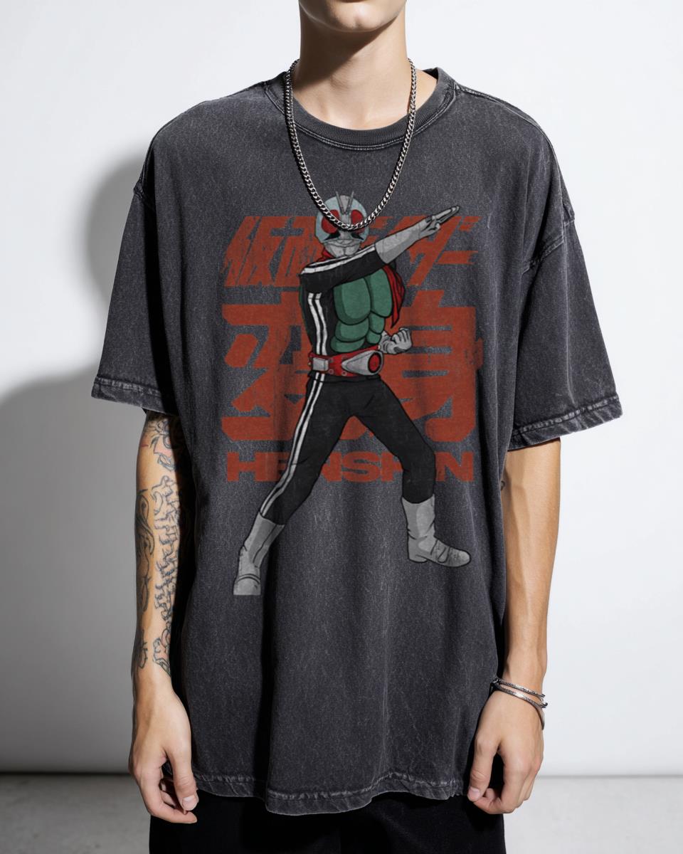 Kamen Rider Henshin Transform Anime T-Shirt - Tokusatsu Fighter Manga