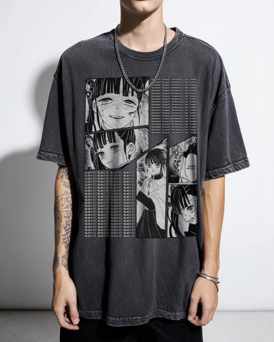 Kanao Tsuyuri Manga Stripe Anime T-Shirt - Japanese Demon Slayer Fanart