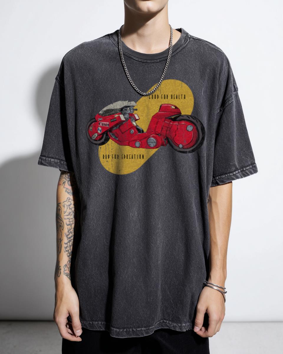 Kaneda's Bike Akira Anime T-Shirt - Retro 80s Movie Sci-Fi Manga Tee