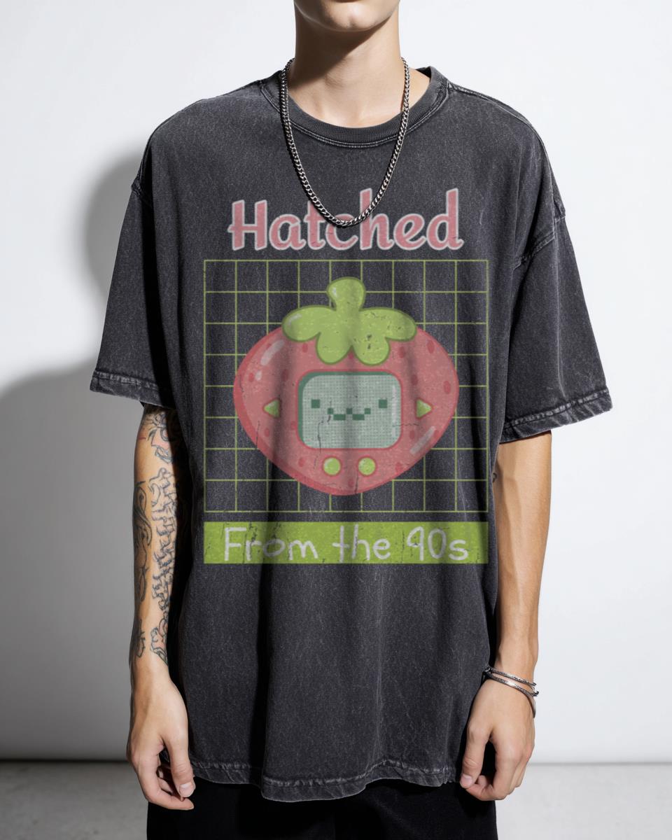 Kawaii 90s Tamagotchi Anime T-Shirt - Nostalgic Strawberry Style