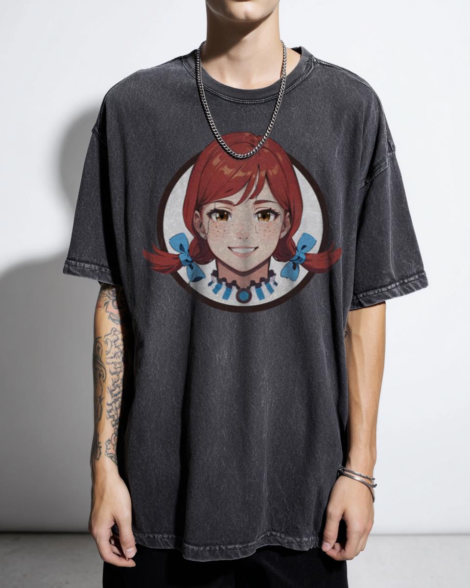 Kawaii Anime Wendy's Girl Mascot T-Shirt - Fast Food Fan Art