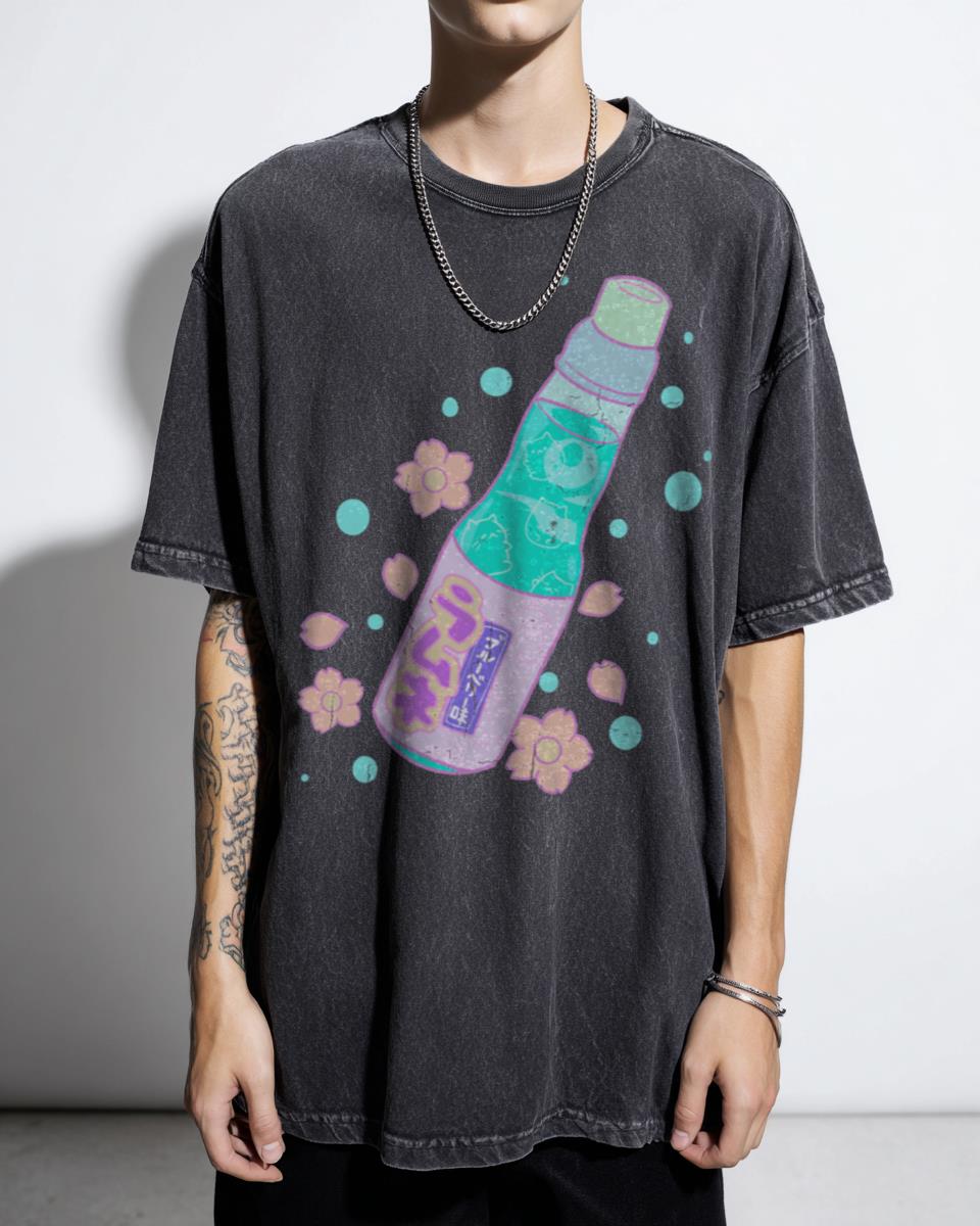 Kawaii Cat Ramune Japanese Drink Anime T-Shirt - Funny Foodie Animal Lover Unisex