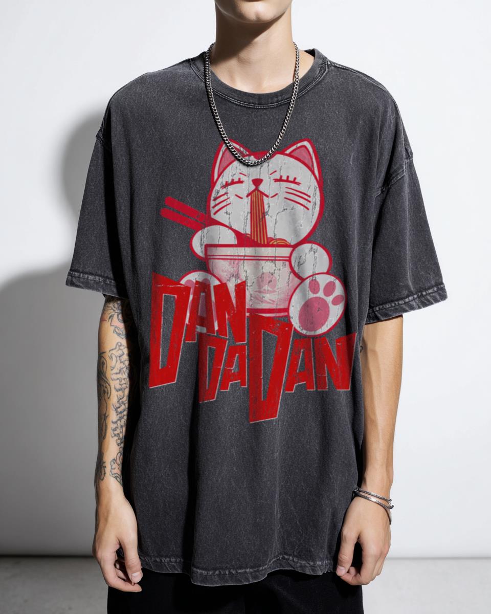 Kawaii Cat Turbo Granny Eating Ramen T-Shirt - Dandadan Anime Fan Art Unisex