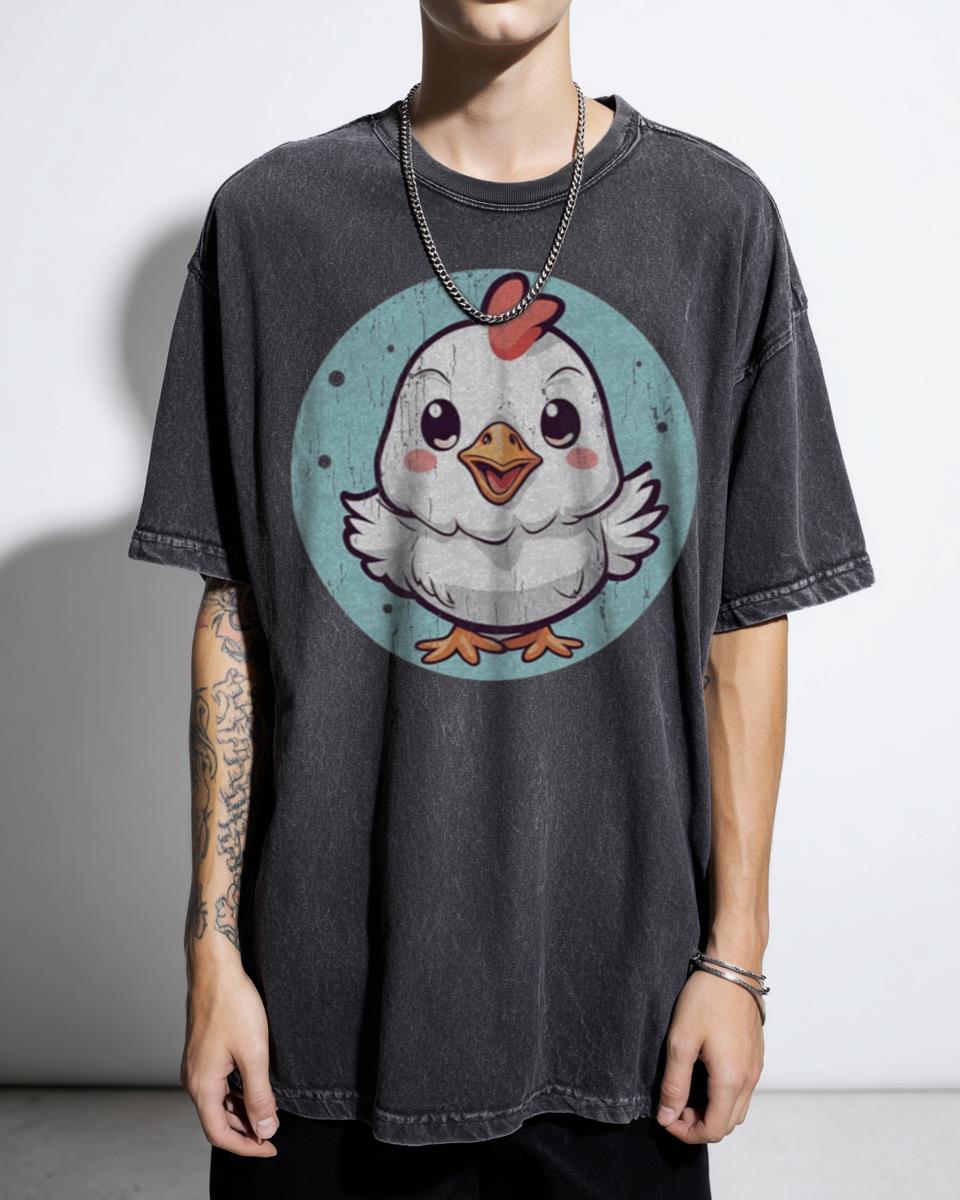 Kawaii Chicken Art T-Shirt - Cute Backyard Hen Farm Animal Lover Tee