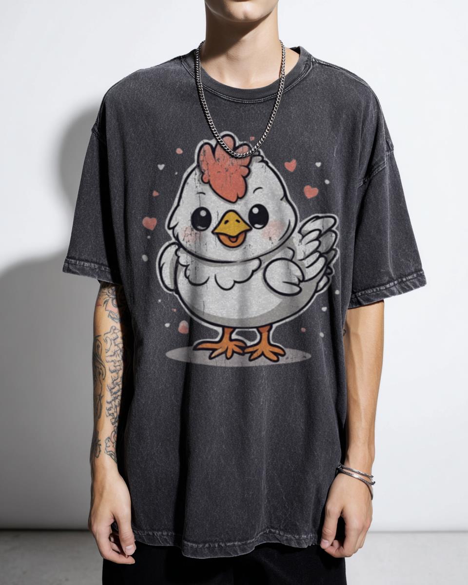 Kawaii Chicken Art T-Shirt - Cute Backyard Hen Farm Animal Lover Tee