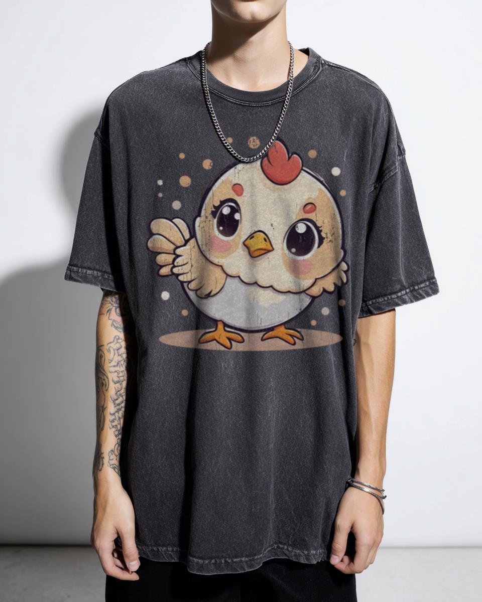 Kawaii Chicken Art T-Shirt - Cute Backyard Hen Farm Animal Lover Tee