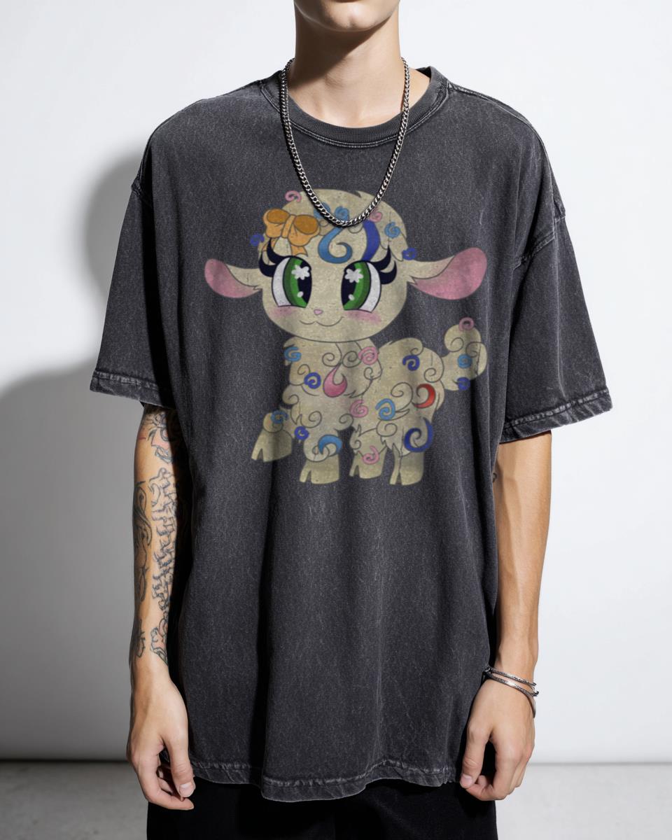 Kawaii Confetti Lamb Cute Animal Art T-Shirt - Whimsical Drawing Kids Unisex