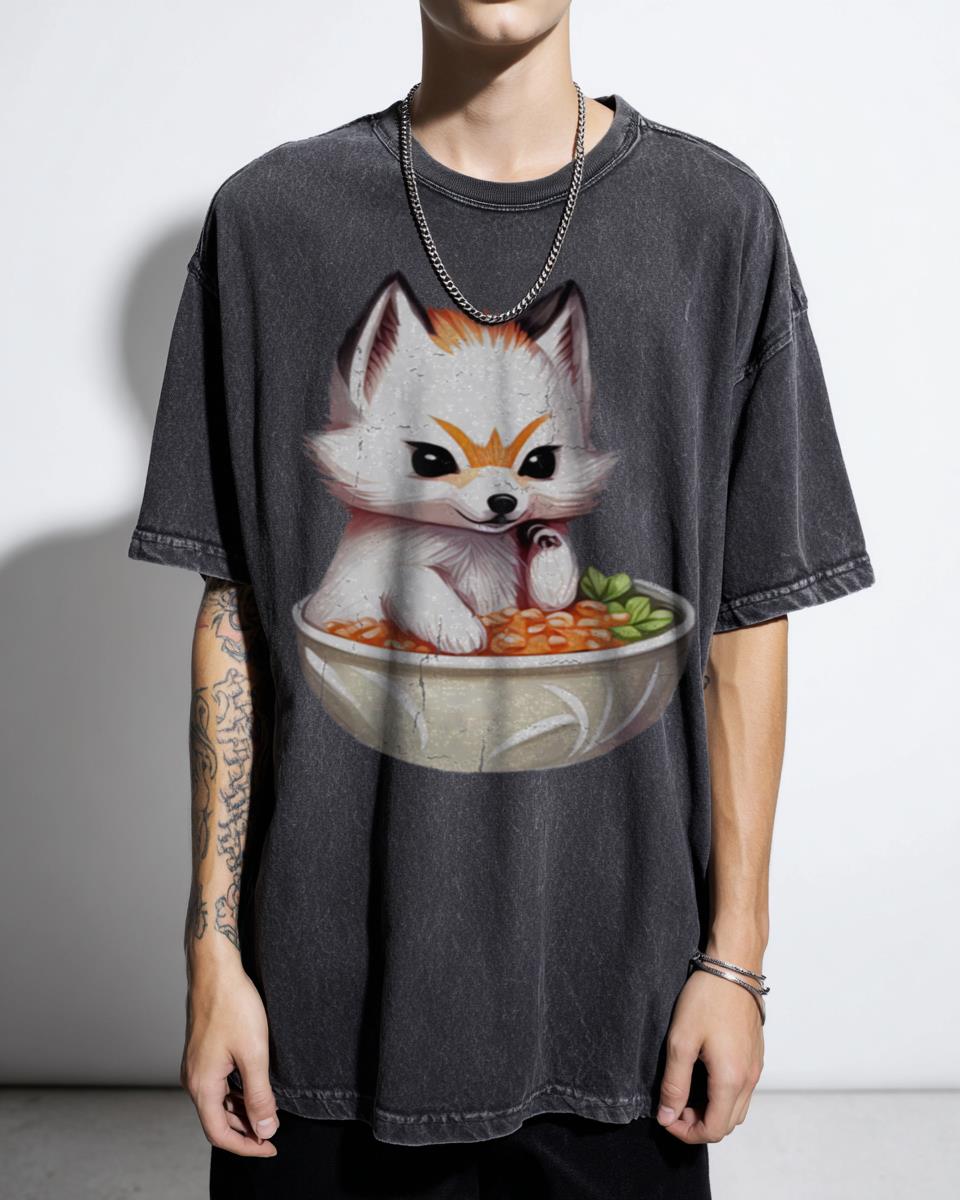 Kawaii Fox Plus Caviar Equals Love T-Shirt - Cute Anime Japanese Foodie Gift Unisex