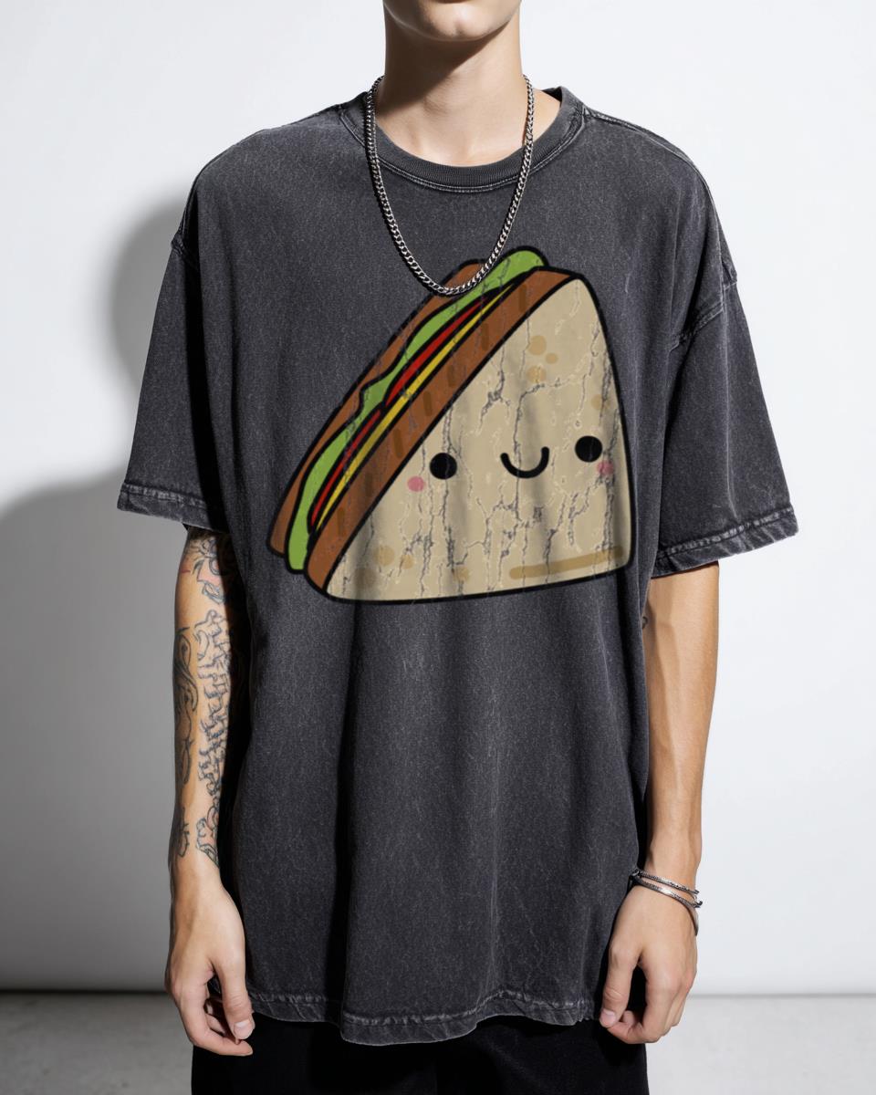 Kawaii Happy Sandwich T-Shirt - Cute Lunch Food Art Unisex Tee