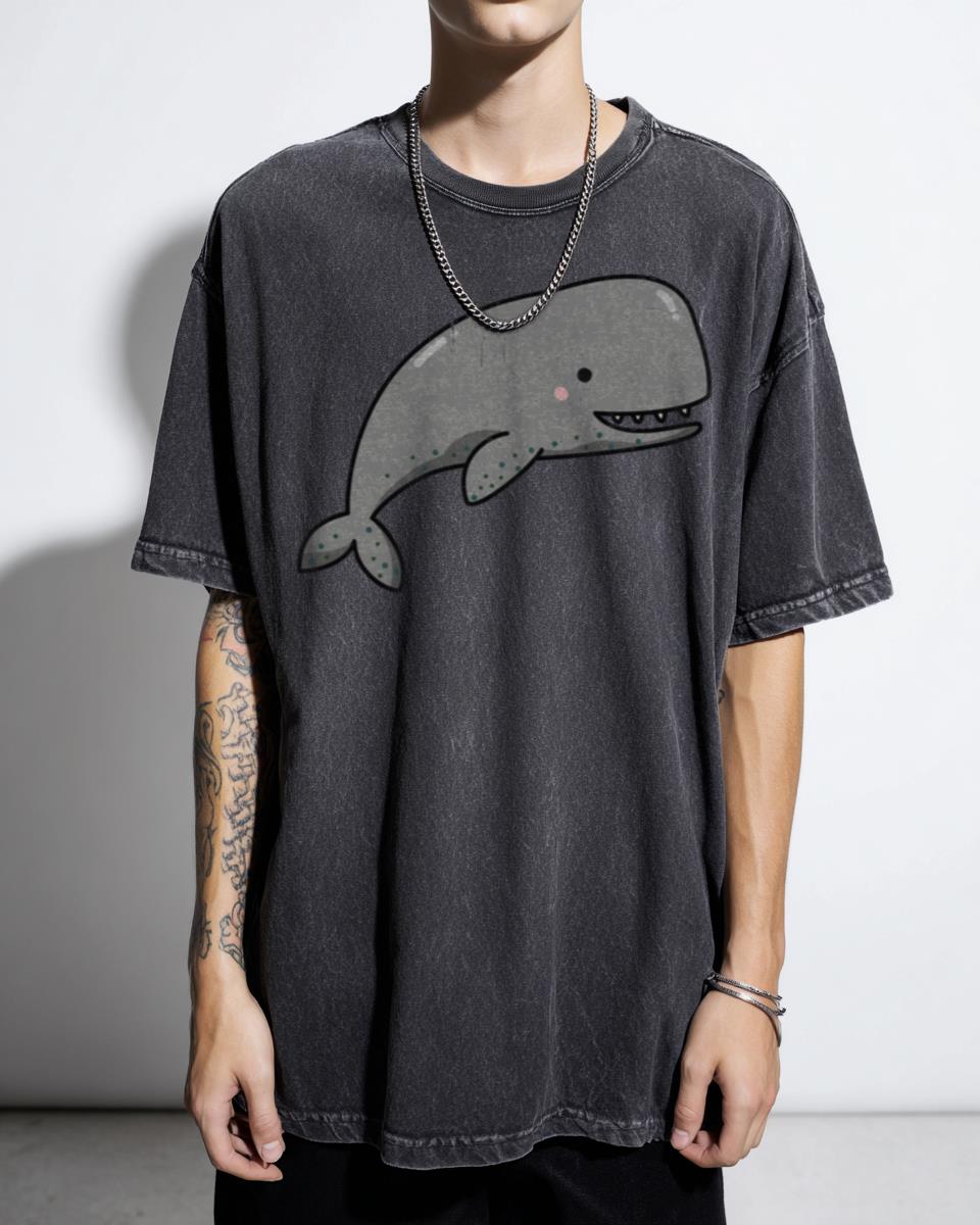Kawaii Happy Sperm Whale T-Shirt - Adorable Sea Animal Art Unisex