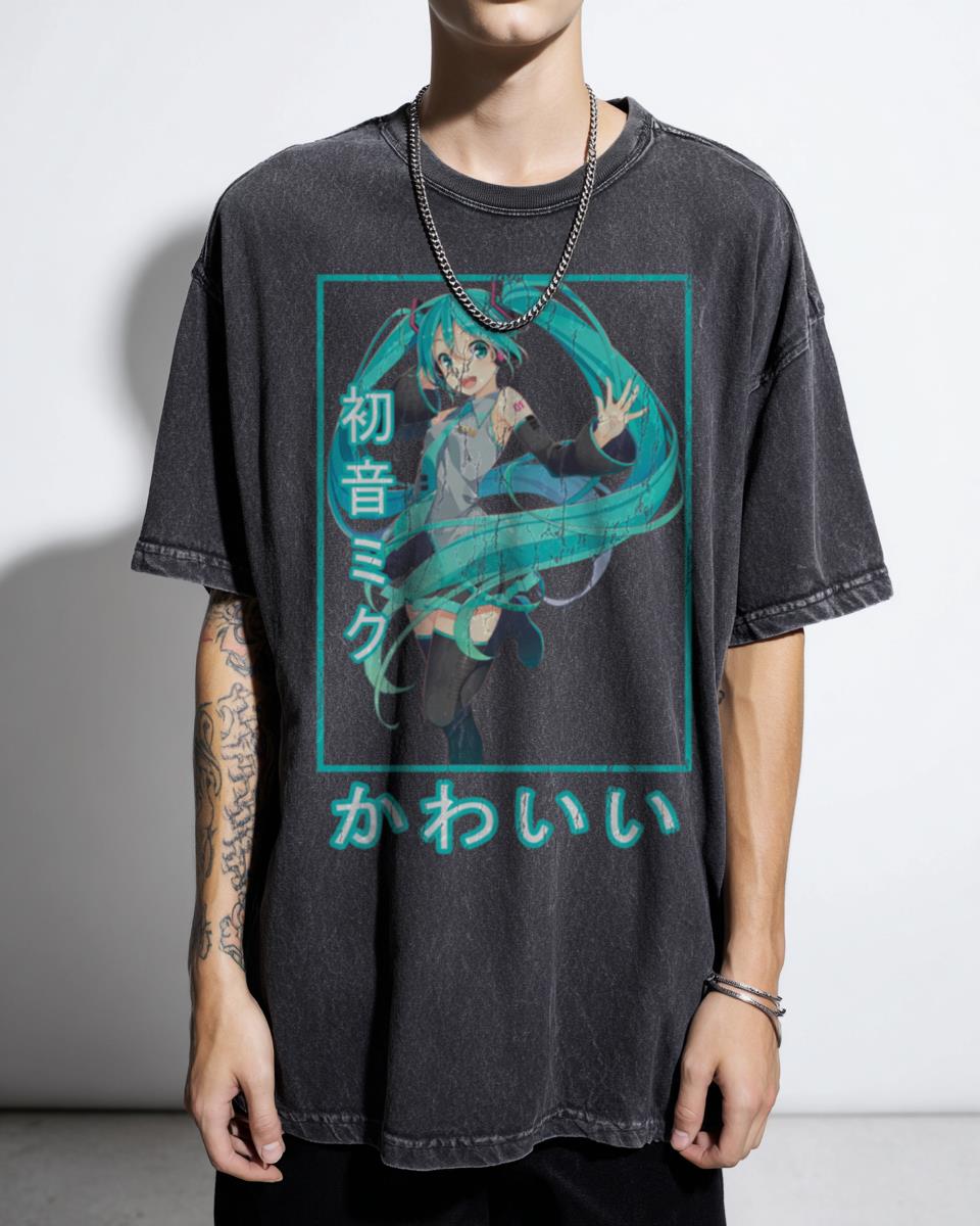 Kawaii Hatsune Miku Face Anime T-Shirt - Funny Vocaloid Project Diva Fan Art Unisex Tee