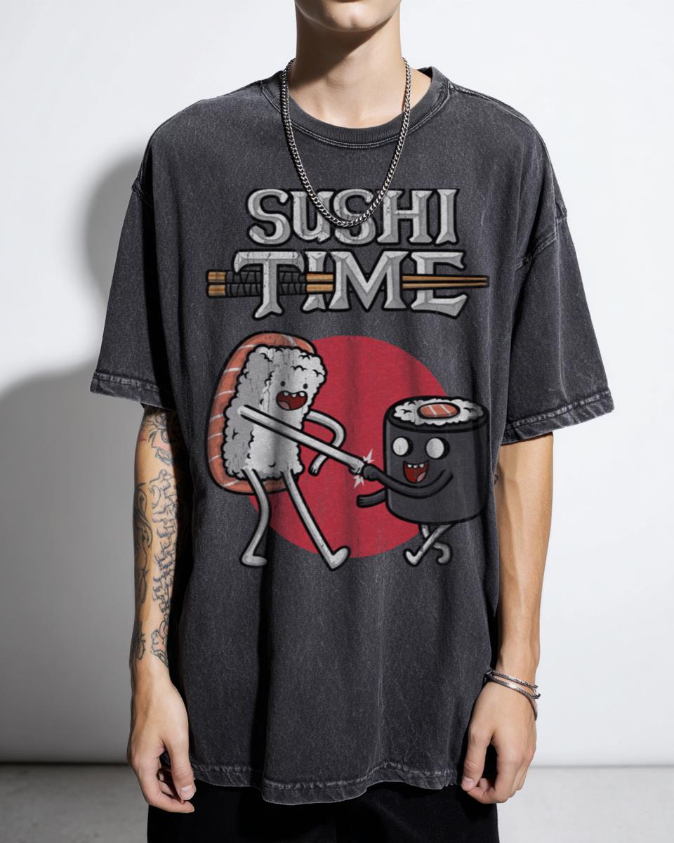 Kawaii Japanese Sushi Time Chopsticks T-Shirt - Funny Food Lover Gift