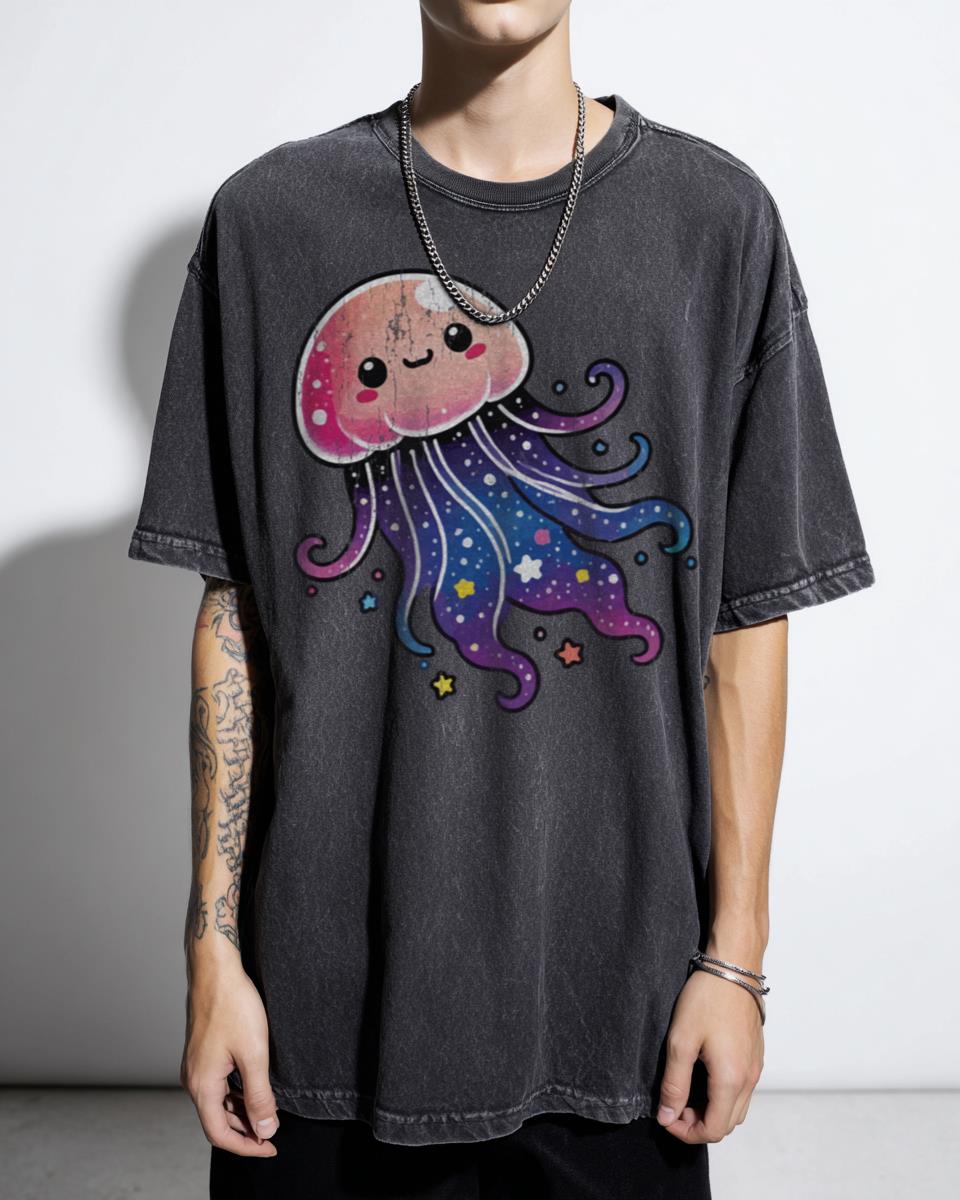Kawaii Jellyfish with Cute Face T-Shirt - Adorable Sea Creature Illustration Tee