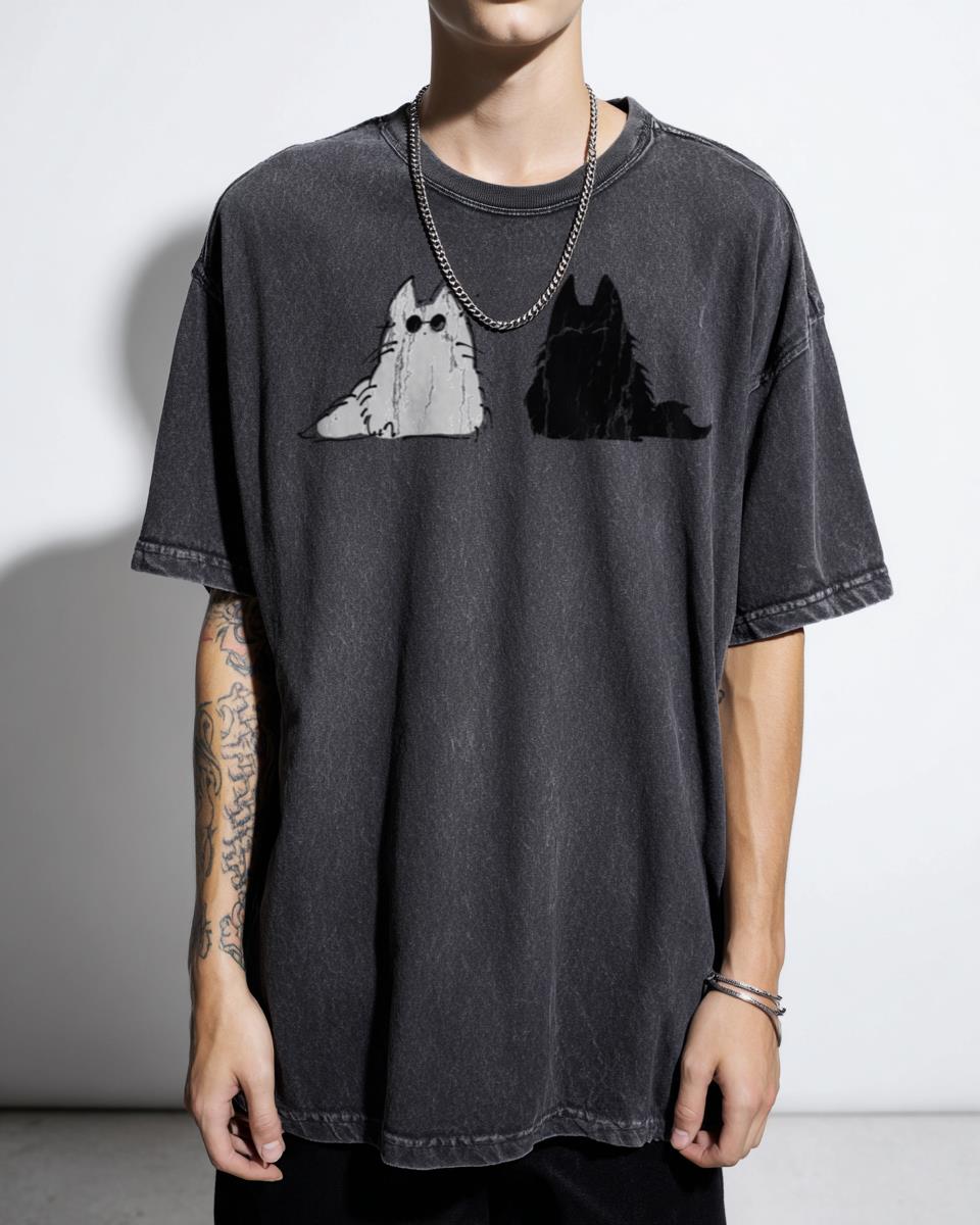 Kawaii Jujutsu Kaisen Cat T-Shirt - Satoru Gojo & Suguru Geto Fan Art Tee