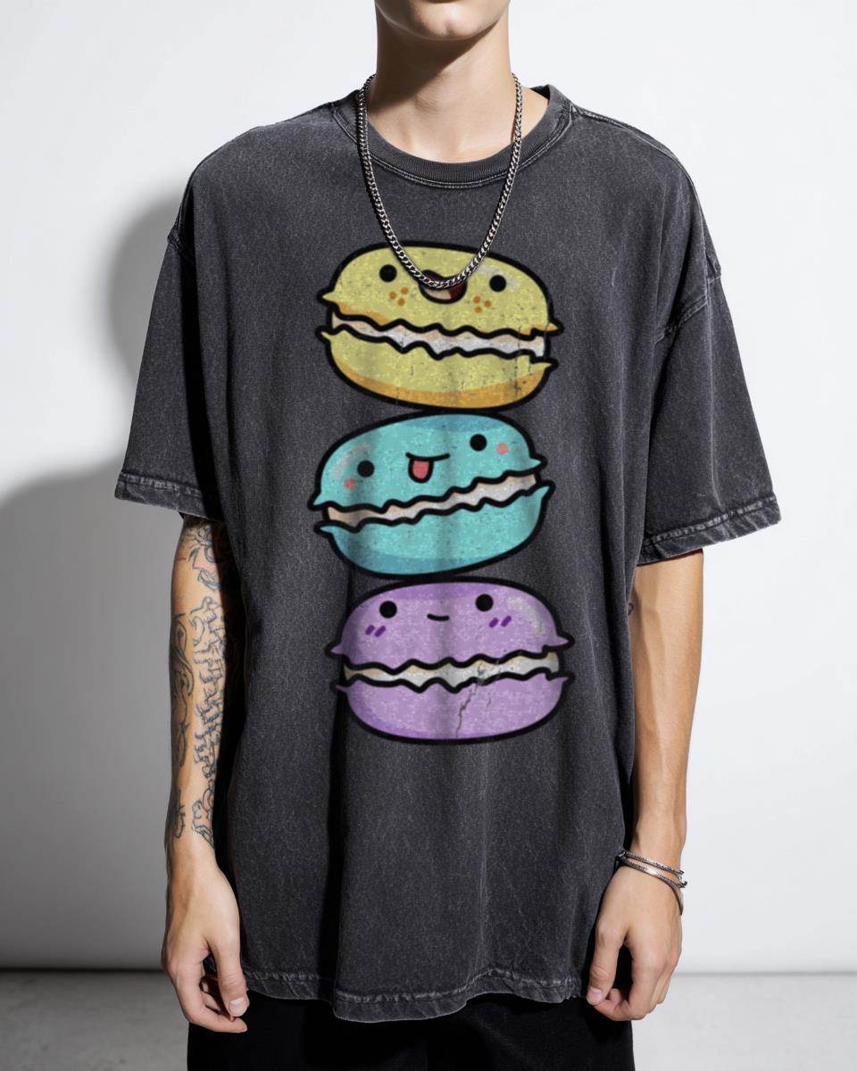 Kawaii Macaron Stack T-Shirt - Adorable French Pastry Foodie Gift