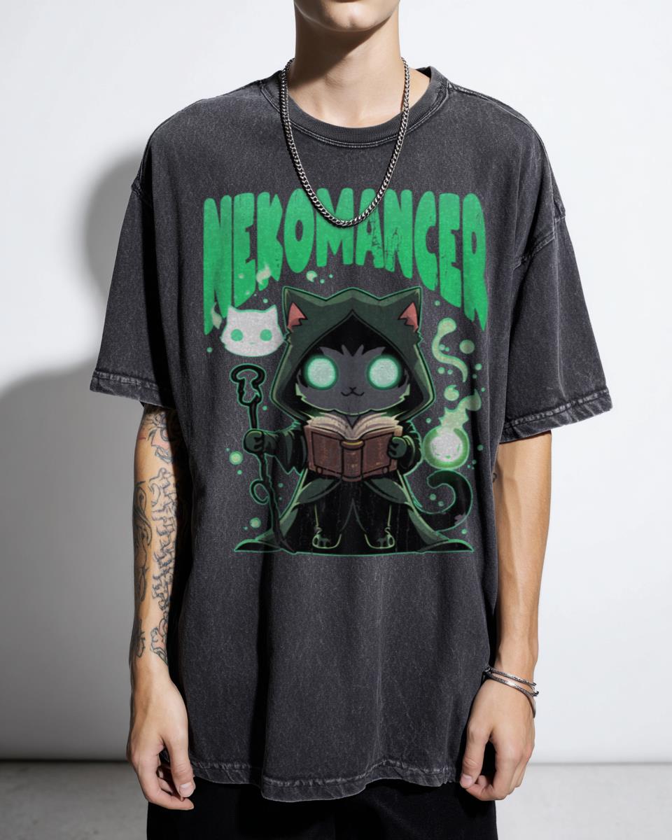 Kawaii Nekomancer Cat Necromancer RPG Anime T-Shirt - Fantasy Gamer Halloween