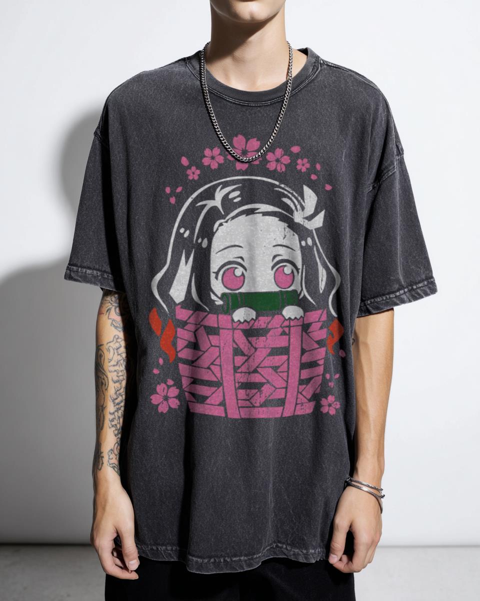 Kawaii Nezuko Kamado Demon Slayer Anime T-Shirt - Japanese Manga Fan Art Tee