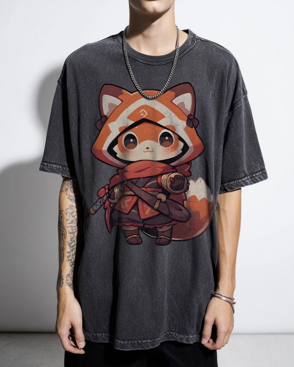 Kawaii Ninja Red Panda Boba Tea T-Shirt - Cute Animal Bubble Tea Lover Tee