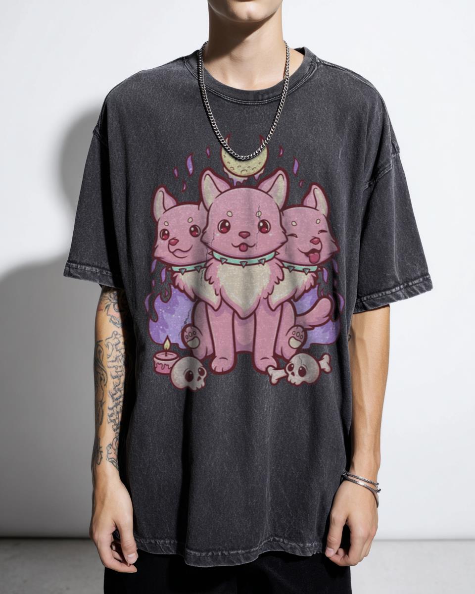Kawaii Pastel Goth Creepy Cerberus Anime Art T-Shirt - Cute Occult Horror Spooky