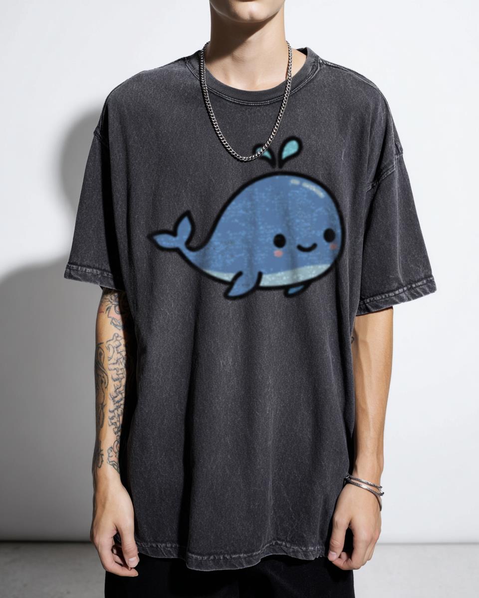 Kawaii Pastel Whale Anime Ocean T-Shirt - Cute Blush Sea Creature Manga Graphic