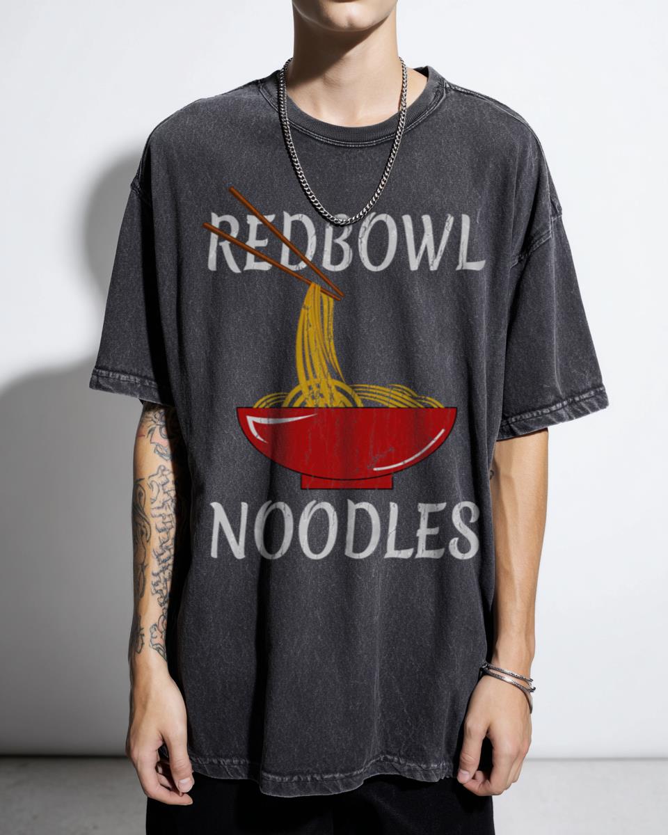 Kawaii Red Bowl Noodles Ramen T-Shirt - Funny Chopsticks Japanese Foodie Gift