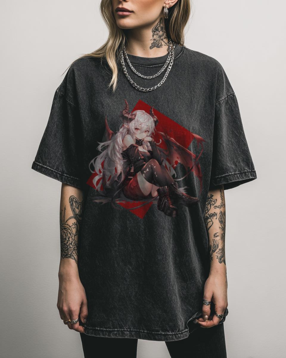 Kawaii Succubus Demon Girl T-Shirt | Cute Anime Goth Egirl Tee
