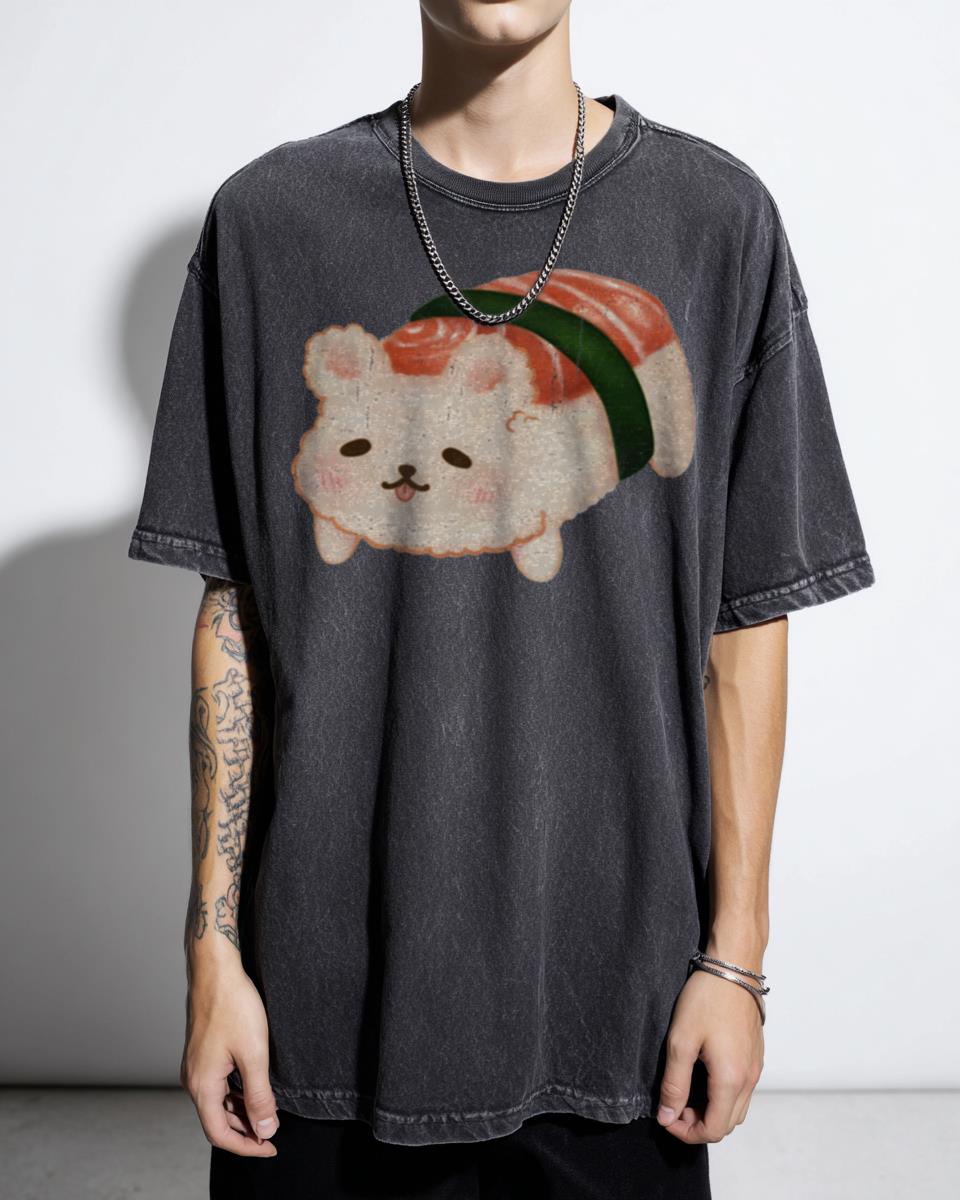 Kawaii Sushi Bear Digital Art T-Shirt - Cute Japanese Food Animal Lovers Unisex Kids
