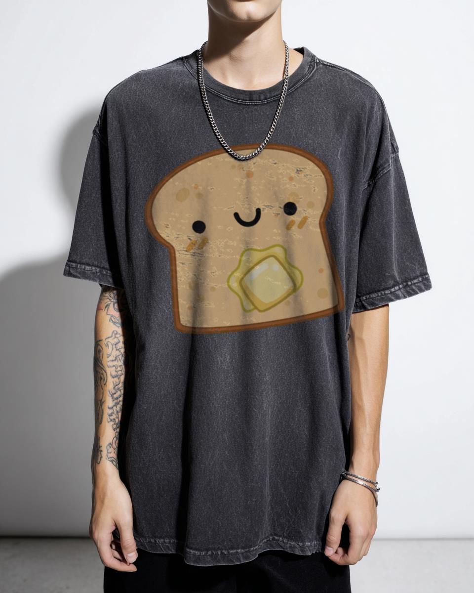 Kawaii Toast with Butter Graphic Tee | Cute Food Art Shirt