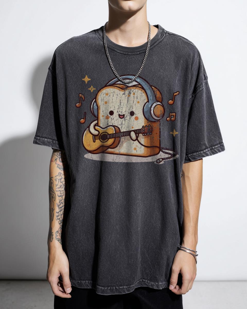 Kawaii Toast with Headphones Tee | Cute Food & Music Lover Shirt