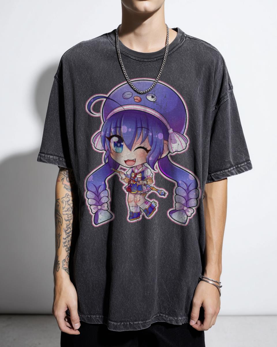 Kawaii Vocaloid Otomachi Una Sugar Chibi T-Shirt - Pink & Blue Anime Fan Gear Unisex
