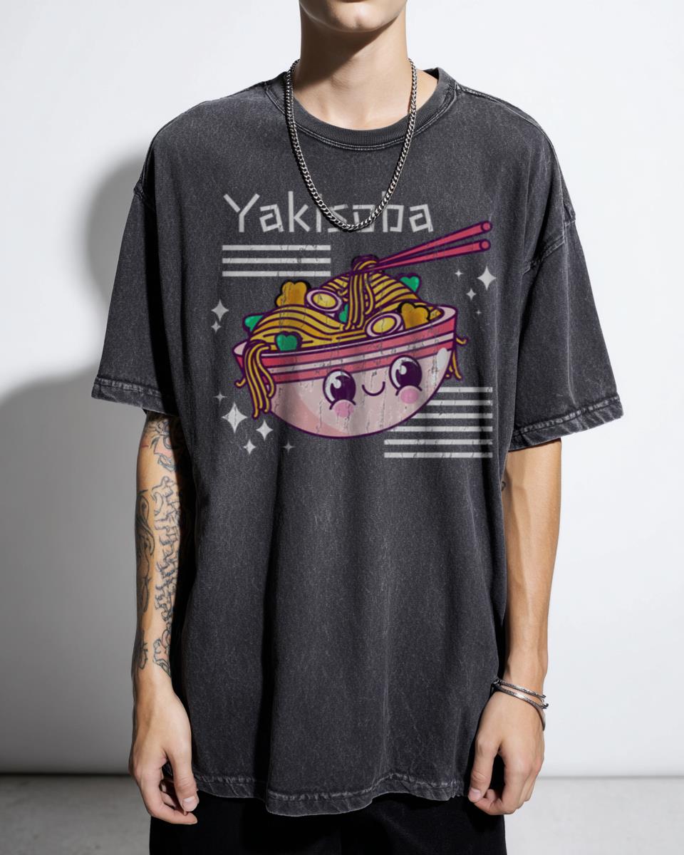 Kawaii Yakisoba Noodle Bowl Anime T-Shirt - Japanese Food Lover Unisex