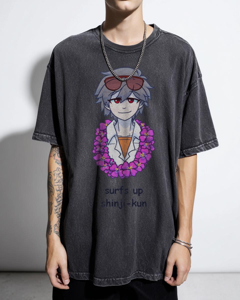 Kaworu Nagisa Surfs Up Evangelion T-Shirt - Funny Anime Fan Art
