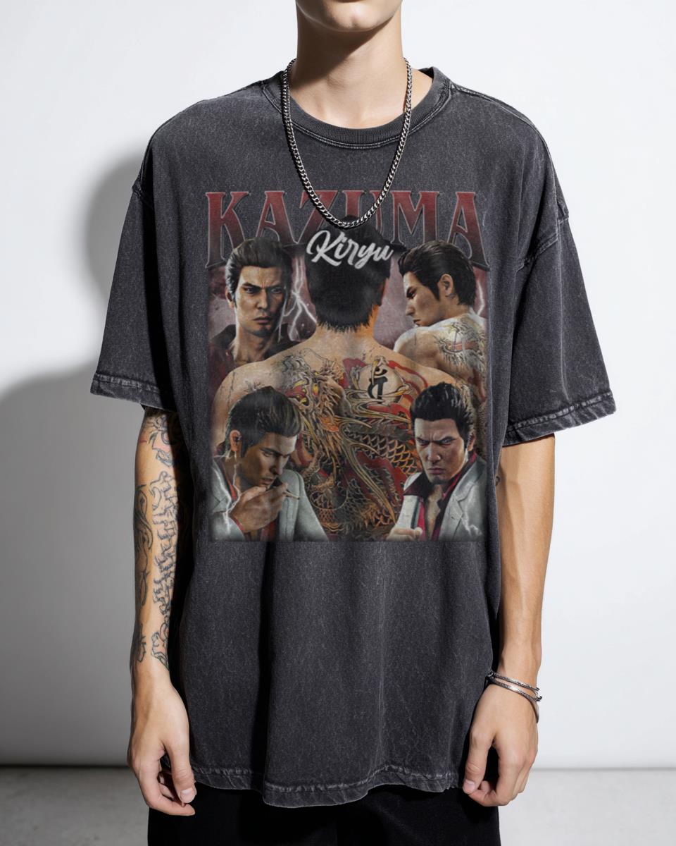 Kazuma Kiryu Vintage Bootleg Style Yakuza T-Shirt - Like A Dragon Sega Gaming Unisex