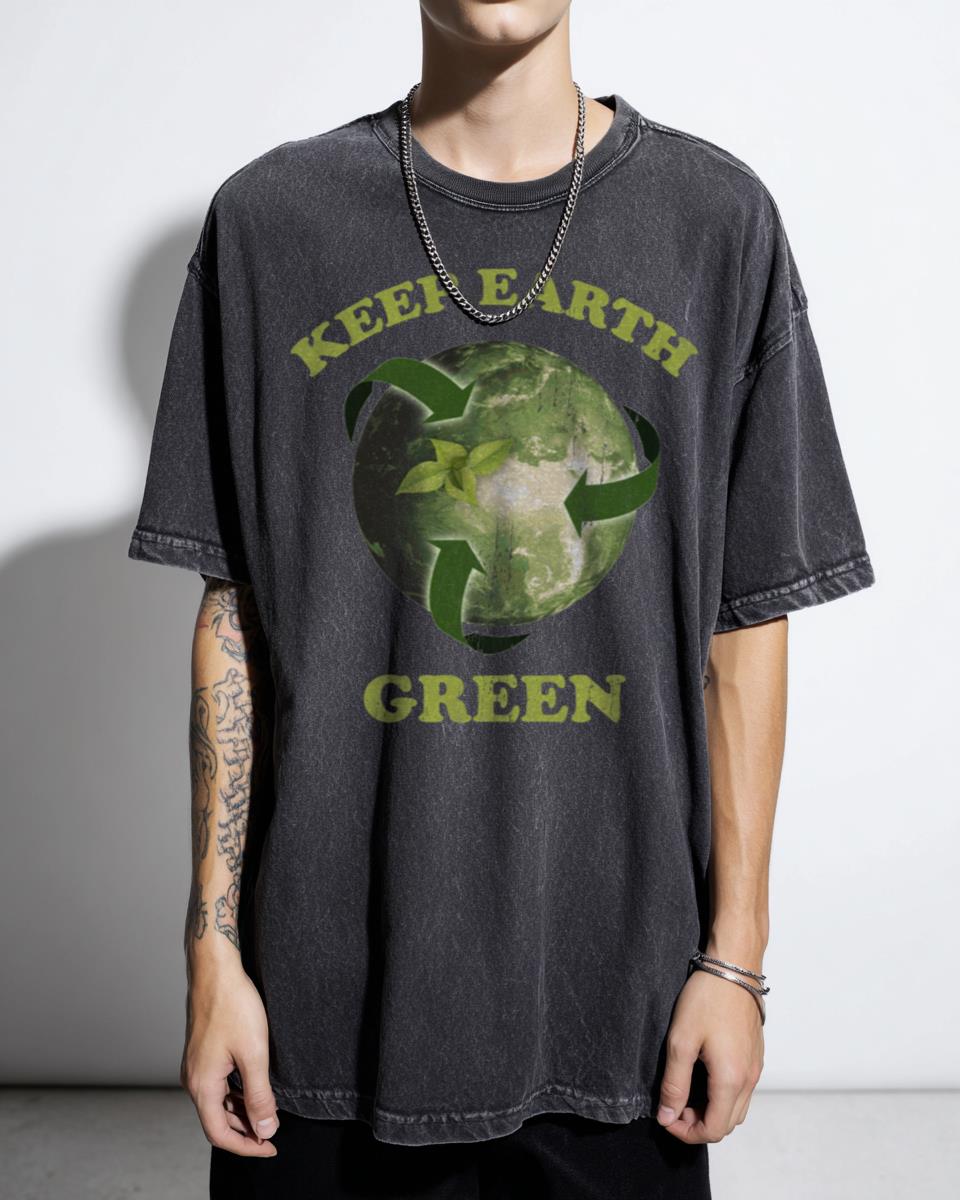 Keep Earth Green Recycle Graphic T-Shirt - Environmental Protection Eco Tee