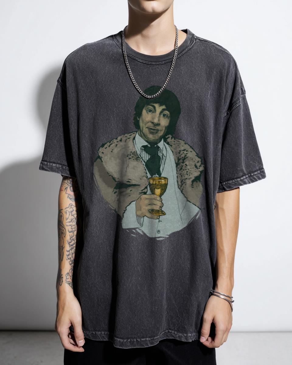 Keith Moon The Who Drummer Portrait T-Shirt - Legendary Musician Fan Art Unisex Black Acidwash