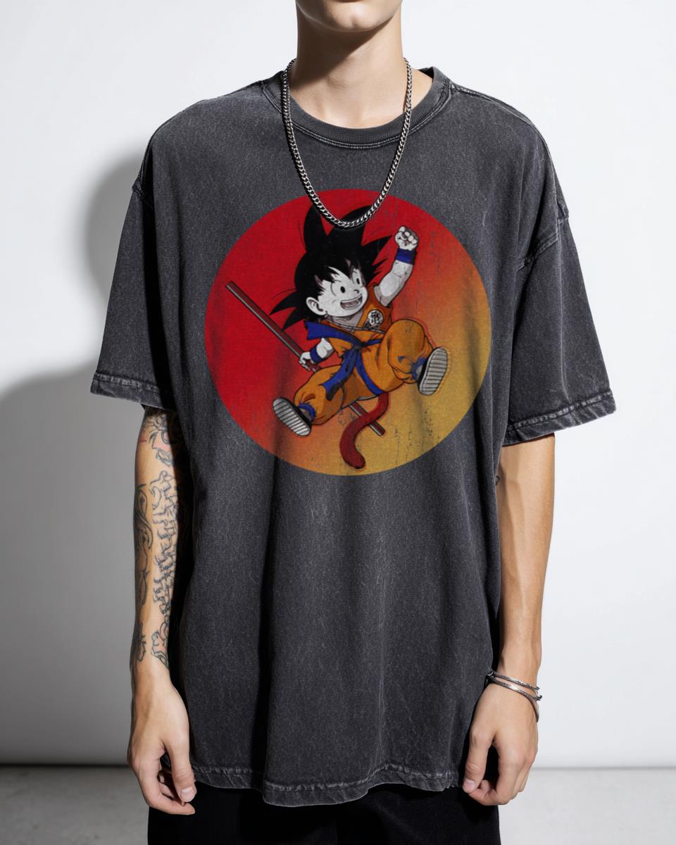 Kid Goku Glitch Art Dragon Ball Z T-Shirt - Vintage Anime Manga Fan Art for Men