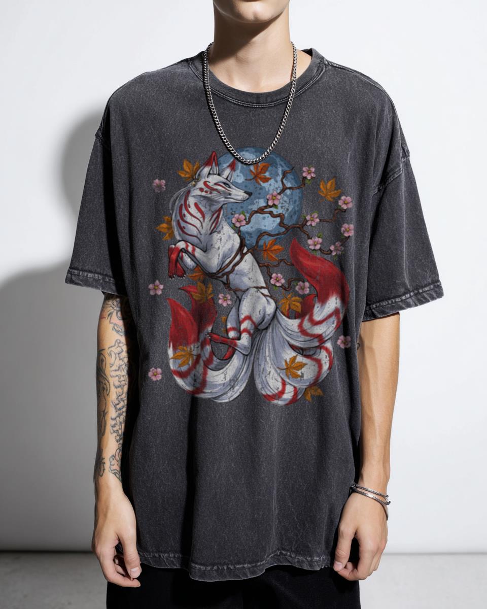 Kitsune Anime Fox T-Shirt | Japanese Myth Graphic Tee