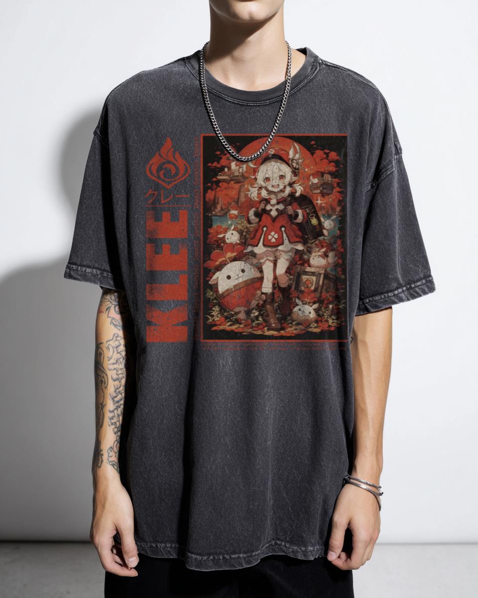 Klee Genshin Impact Anime Fan Art T-Shirt - Cute Pyro Gaming Character